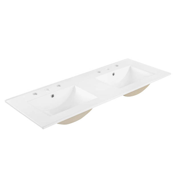 Modway Cayman 24.5'' White Ceramic Rectangular Dropin Bathroom Sink